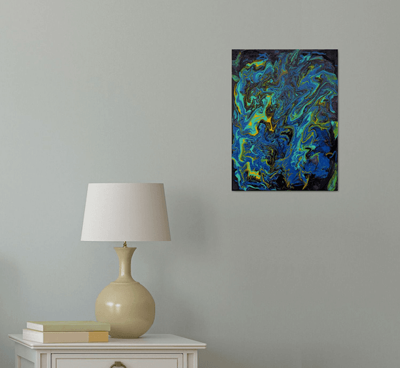 INTO THE DEEP. FLUID PAINTING. 3D CANVAS.