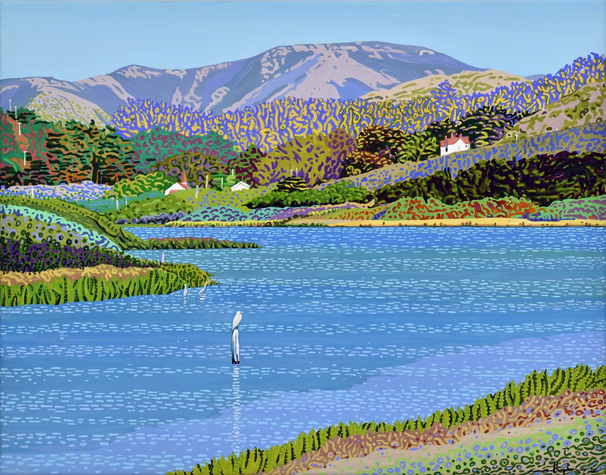 Impressionistic Landscape Acrylic Painting By Alex Nizovsky, 28 X 22, Rodeo Lagoon, Original Artwork