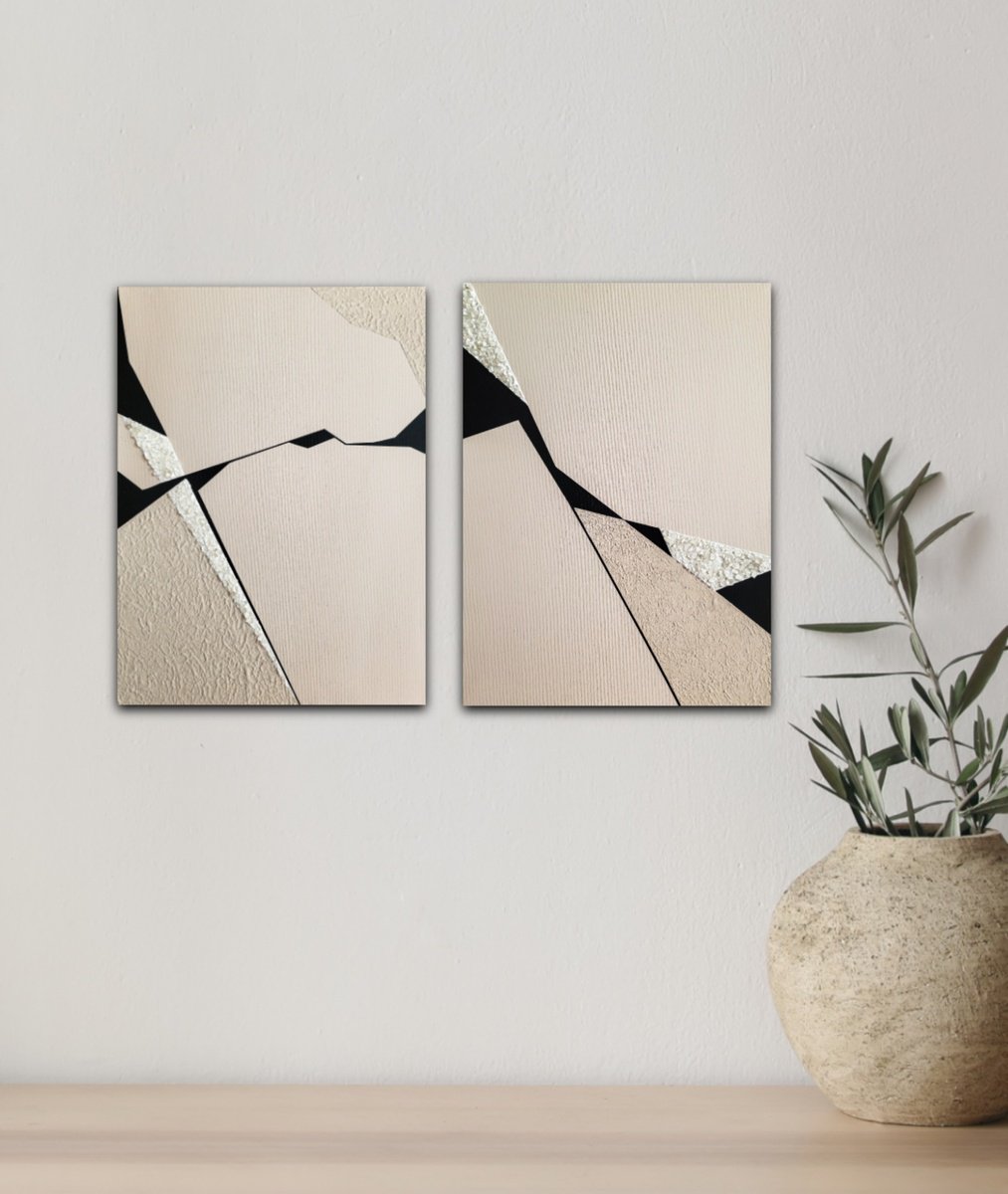Geometric Painting , Rift 1 Diptych By Veronika Obushikhina, 24 X 16, Artwork For Sale On Artfinder