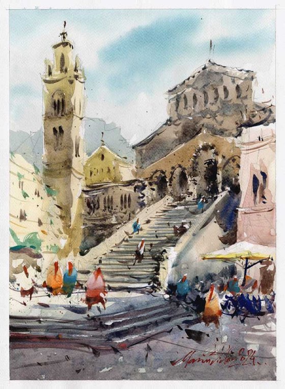 Amalfi, watercolor, 2024