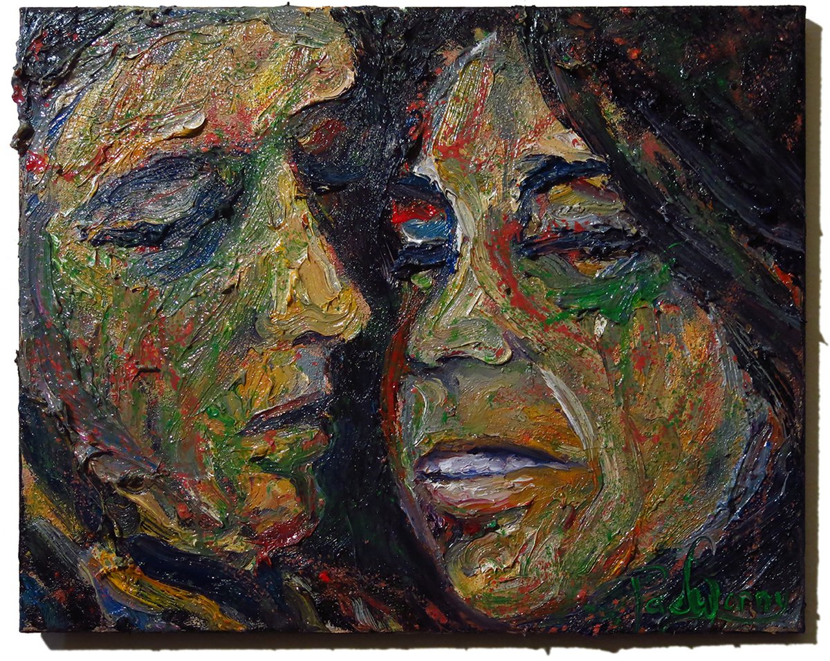 Original Oil Painting Abstract People Portrait Expressionism Art by David Padworny