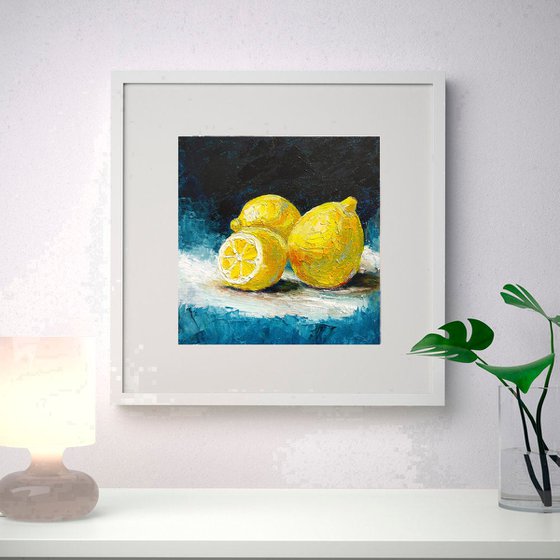 Still life of three lemons