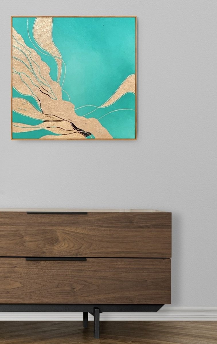 Abstract Acrylic Painting By Gabriela Azar Schreiner, 18 X 18, Aztecs, Original Artwork