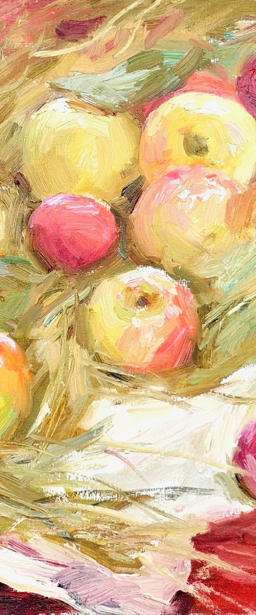 Apples on velour grasses by Olga Samar