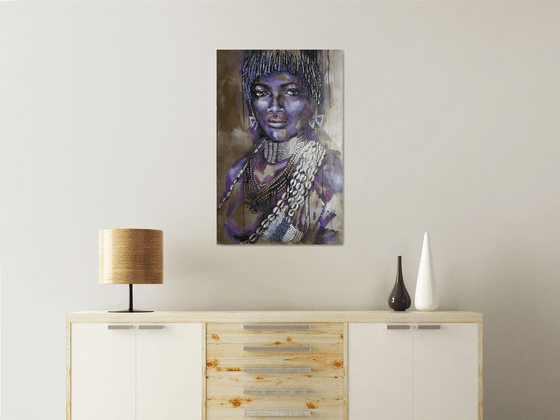 African Beauty, portrait african girl, african woman painting