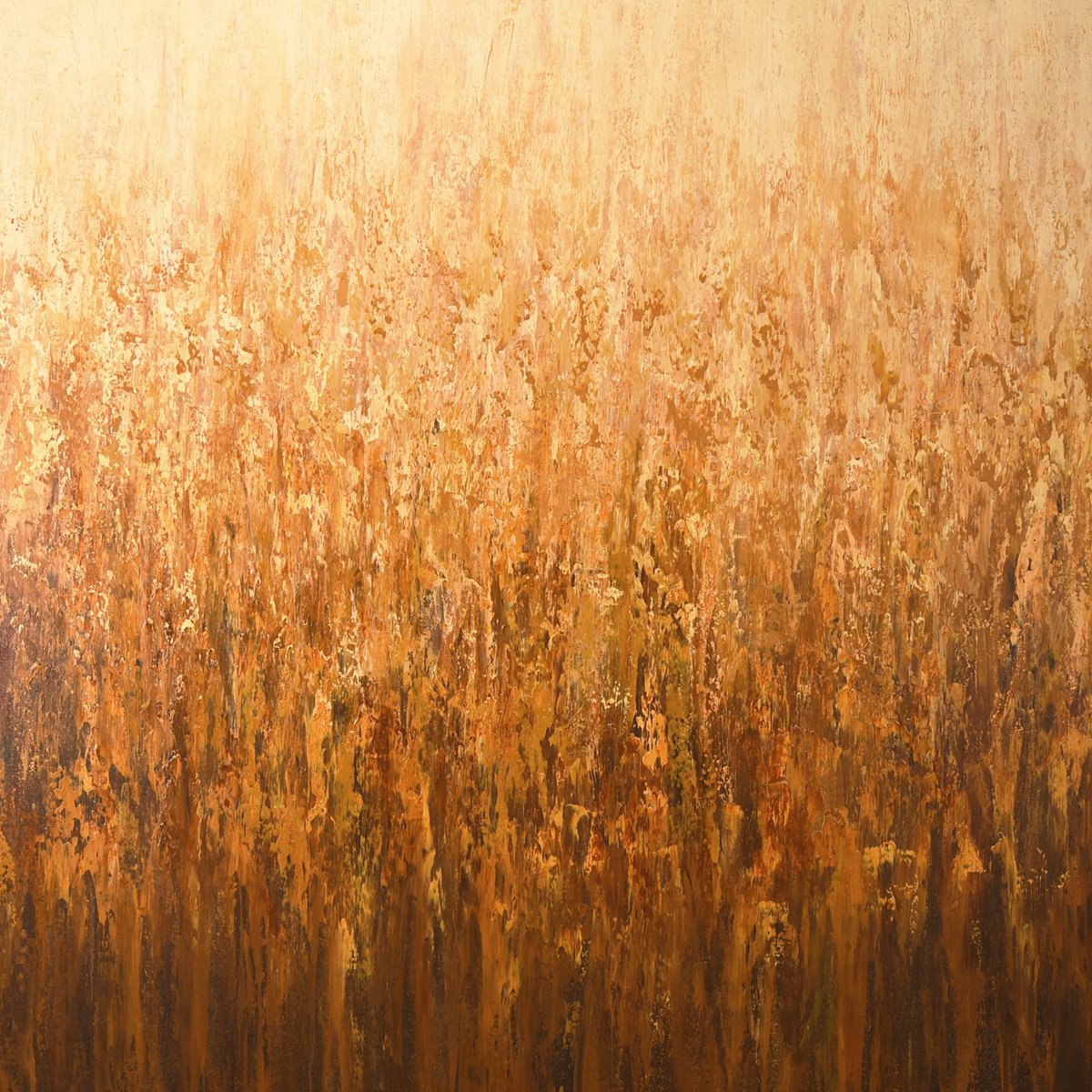 Expressive Abstract Acrylic Painting By Suzanne Vaughan, 40 X 40", Golden Field - Abstract, Original Artwork