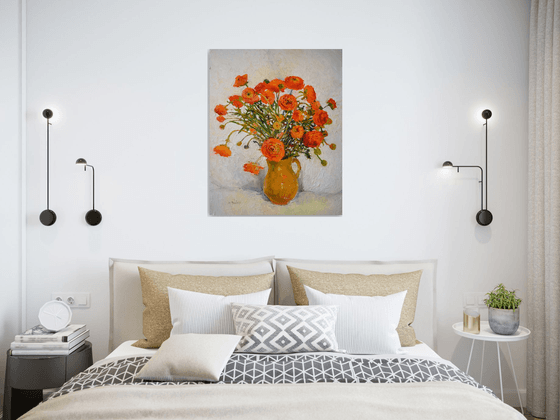 Orange Flowers in the Vase, Ranunculus