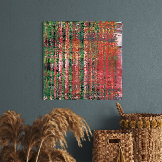 50x50 cm Red Green Abstract Painting Original Oil Painting Canvas Art