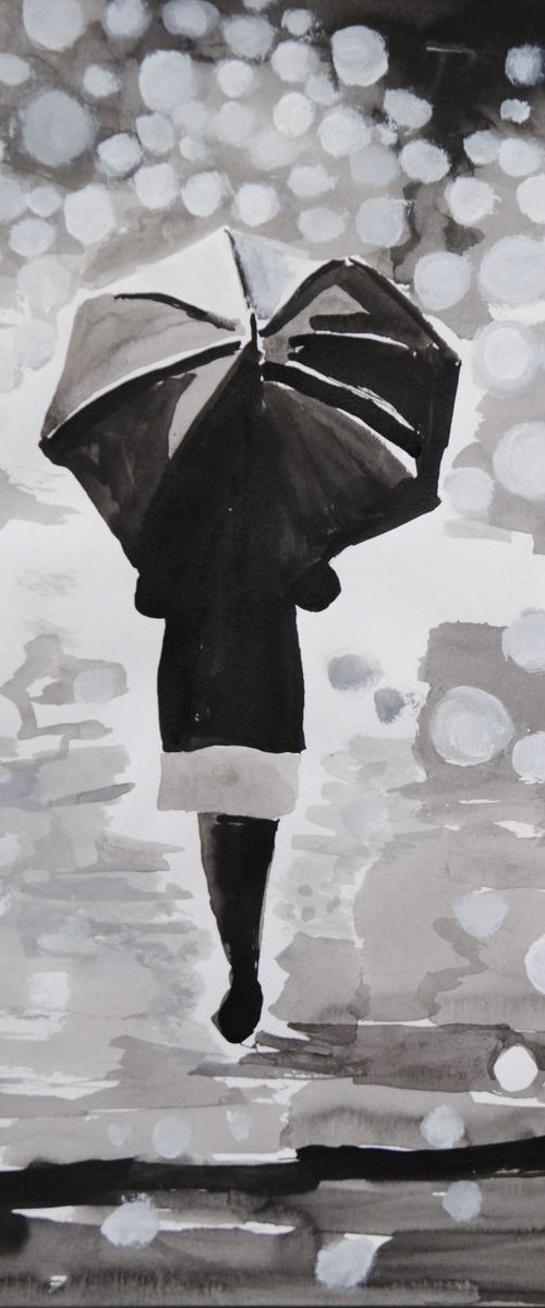 Rainy Town / 29.7 x 42 cm by Alexandra Djokic