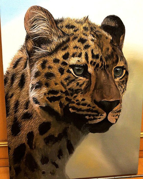 "Leopard" 40 X 30 cm(Ready to Hang)