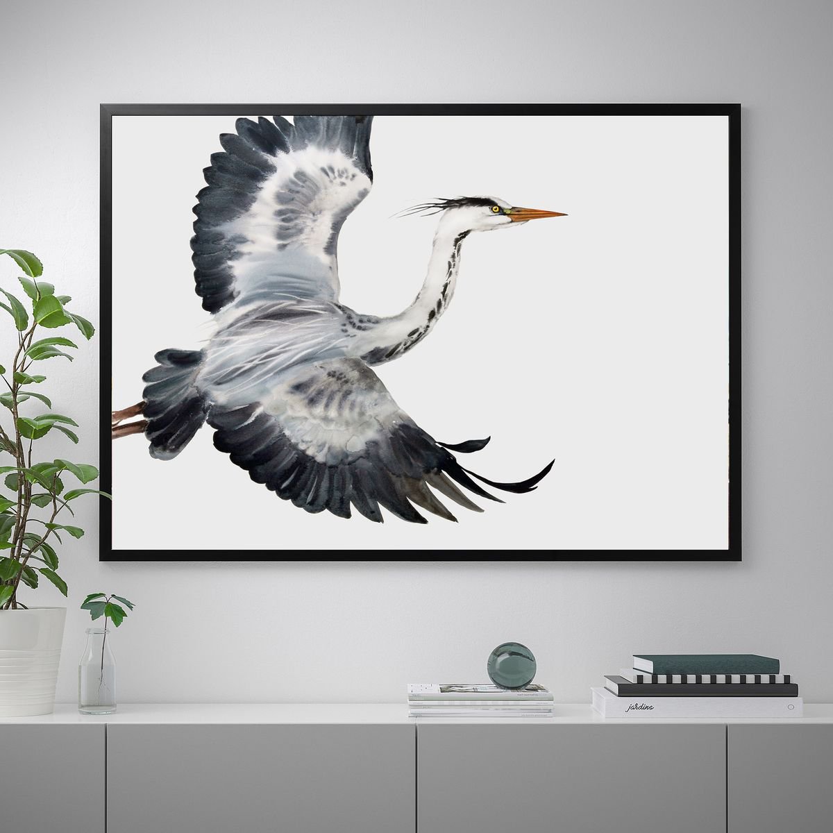 Great Blue Heron in Flight - bird painting - heron - flying heron - large watercolor 43 x... by Olga Beliaeva Watercolour