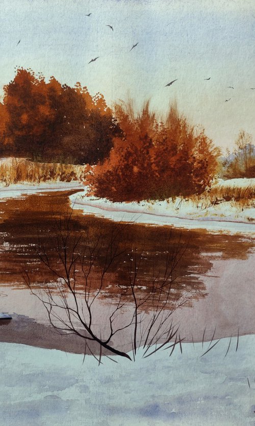 Winter river by Eugene Gorbachenko