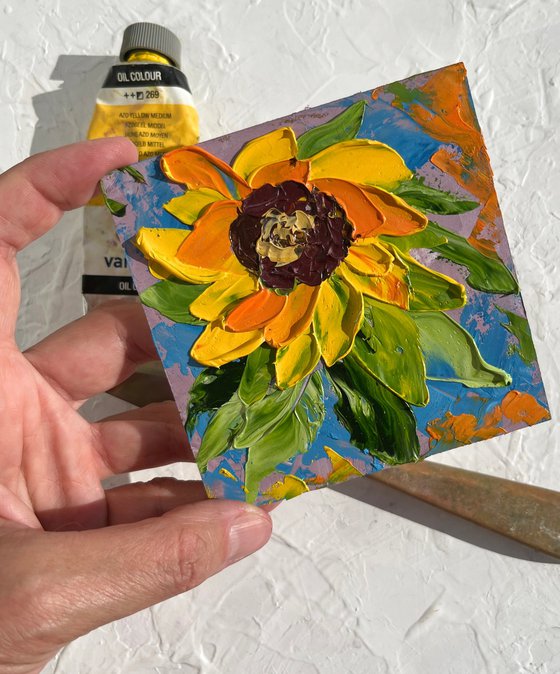 Sunflower oil impasto painting