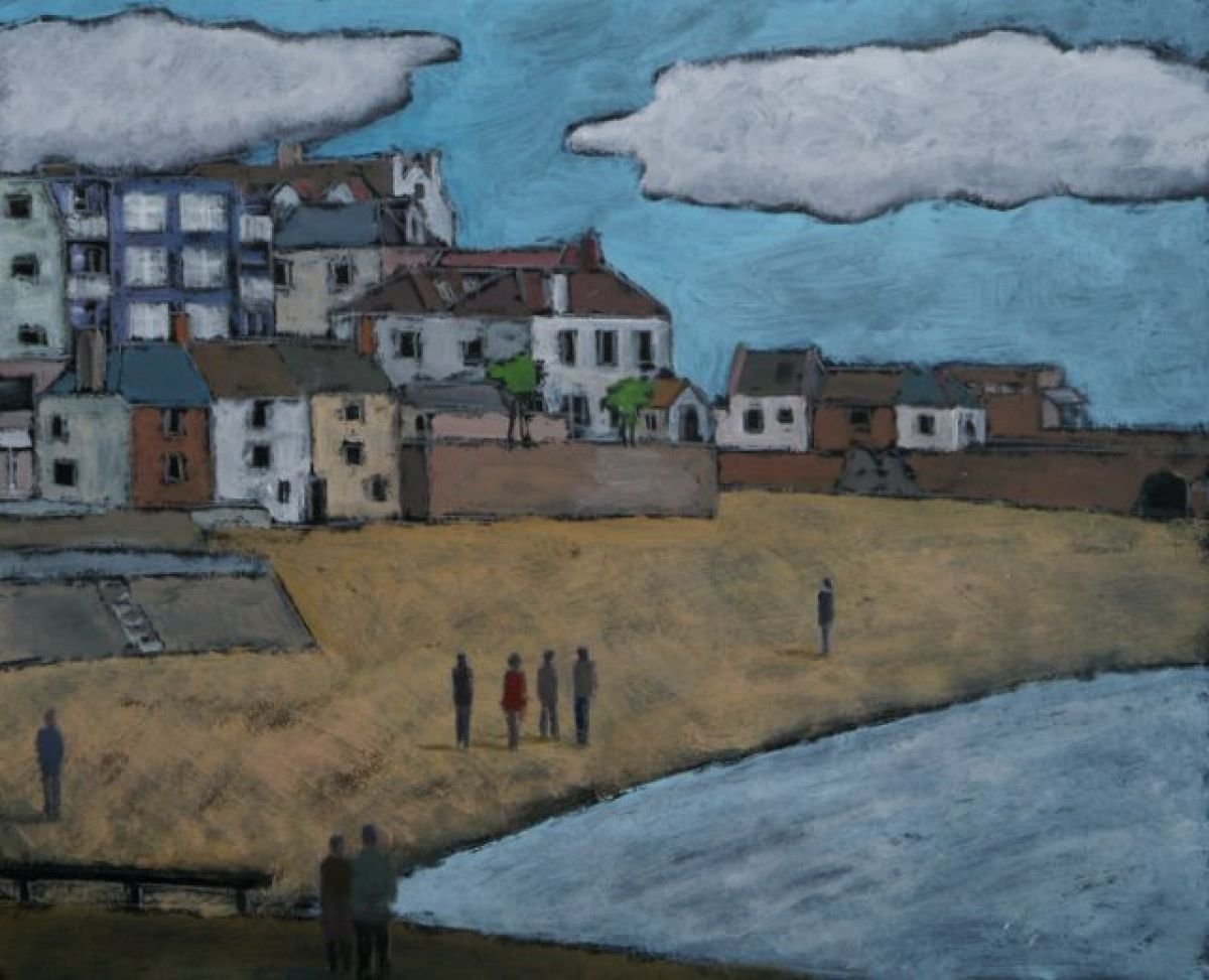 Winter walkers, St Ives harbour. by Tim Treagust