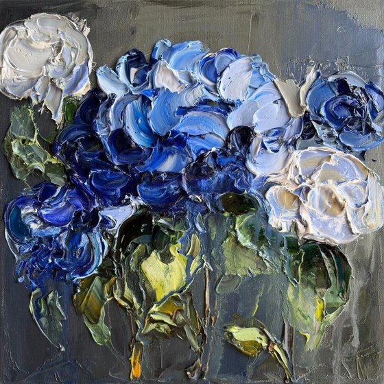 Midnight Hydrangea II — Blue Floral