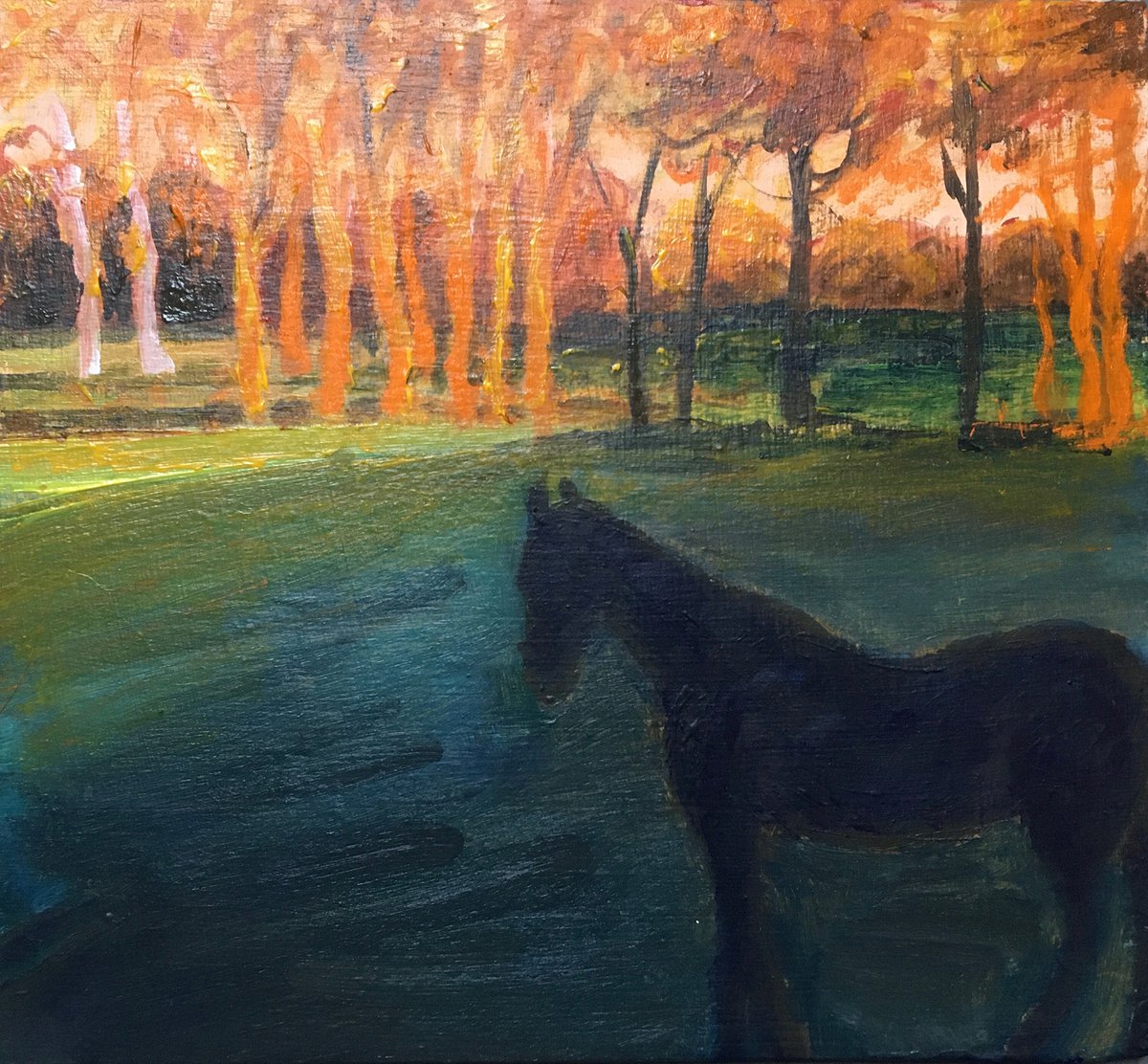 horse watching trees at sunset by Ren Goorman