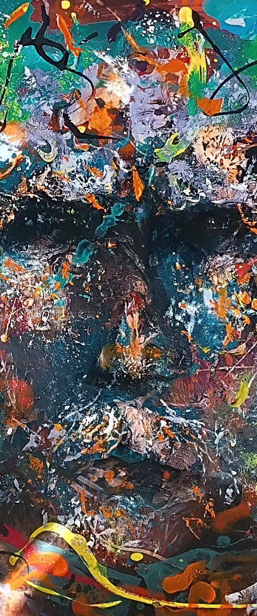 FRAMED TRAVELER PORTRET PAINTING HUMAN FACE EXPRESSIVITY 23.10.2023 O KLOSKA by Kloska Ovidiu