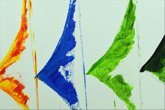 Colored Sails II - Abstract- Sailboat Painting- Acrylic Canvas Wall Art