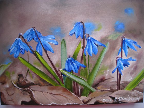 Bluebell, Realistic Floral, Dainty Blue Flowers Wall Art, Spring Nature