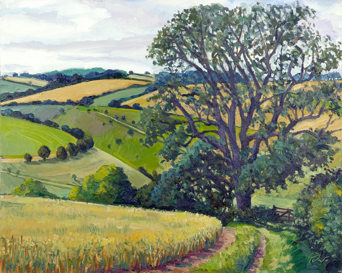 Expressive Landscape Oil Painting By Jeff Parker, 20 X 16, Oat Field, Thixendale, Original Artwork