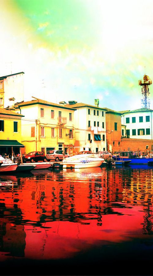 Venice sister town Chioggia in Italy - 60x80x4cm print on canvas 00761m1 READY to HANG by Kuebler