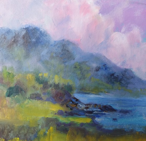 Scottish landscape, sheep on pasture