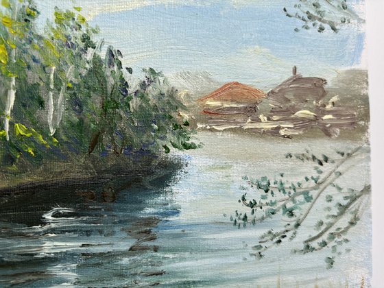 Birch trees on the lake