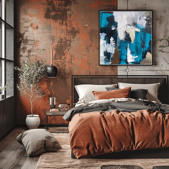 Teal Gold Abstract Canvas