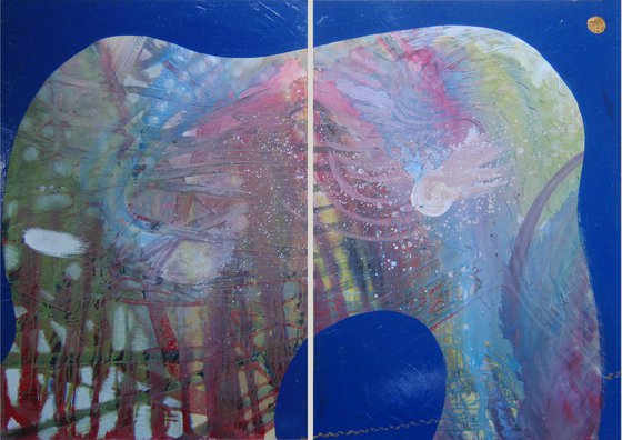 "Elephant and ocean" diptych