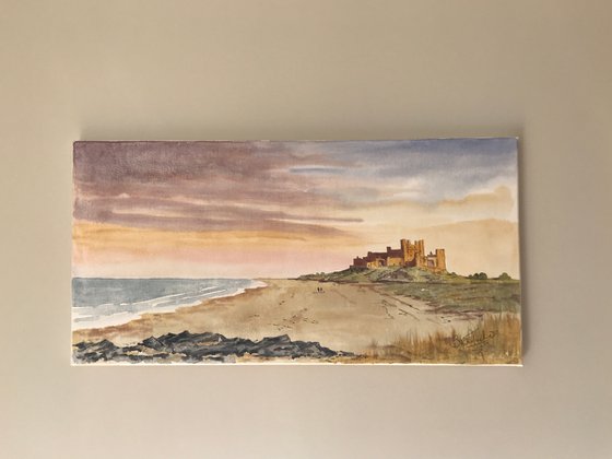 A Watercolour on Canvas!  Evening Glow at Bamburgh Castle