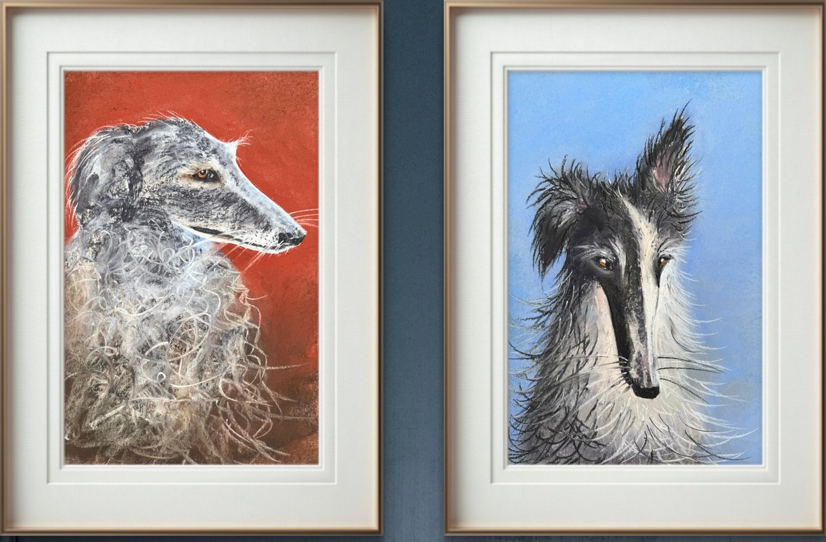 Impressionistic Pastel Drawing , Dogs Portraits Soft Pastel By Yuliia Sharapova, 35 X 24, Artwork For Sale On Artfinder