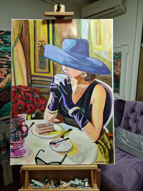 Lady with hat / 100 x 70 cm