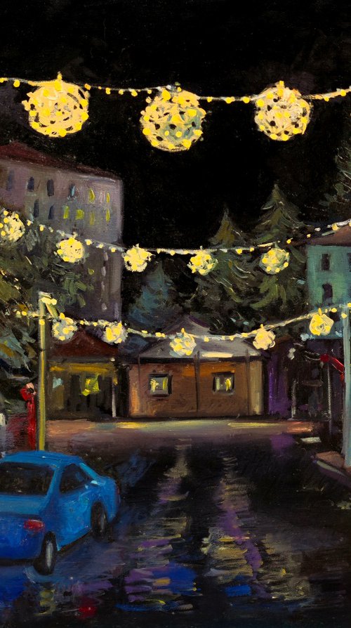 Christmas Lights After Rain by Joan Mato