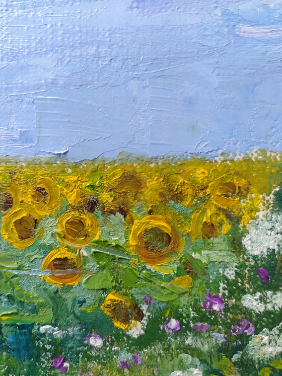 Landscape with sunflowers