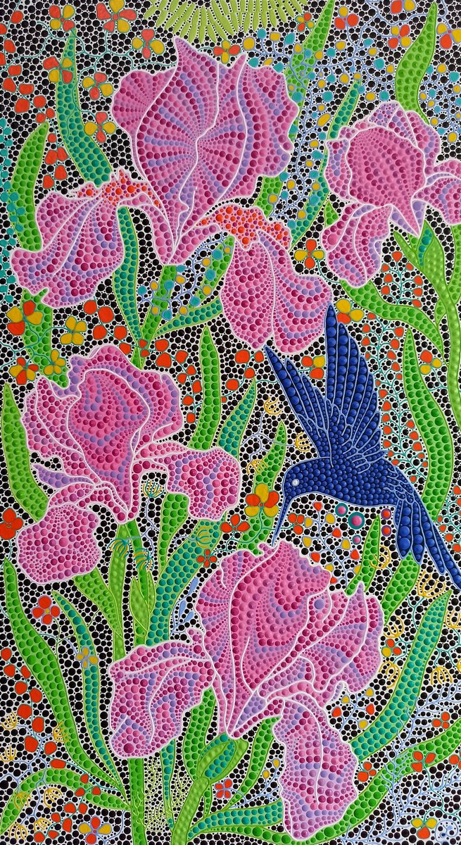 Expressive Giclee Print , Irises By Oxana Lazari, 20 X 35, Artwork For Sale On Artfinder