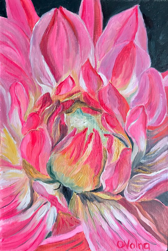 117 set of 2 Flower oil artworks, Pink flowers oil painting original, Mothers day gift from daughter to mother mini oil painting