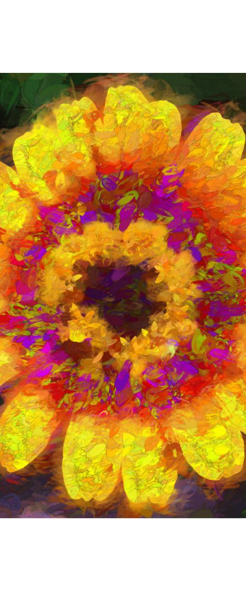 Red and Yellow Impasto Daisy by Barbara Storey