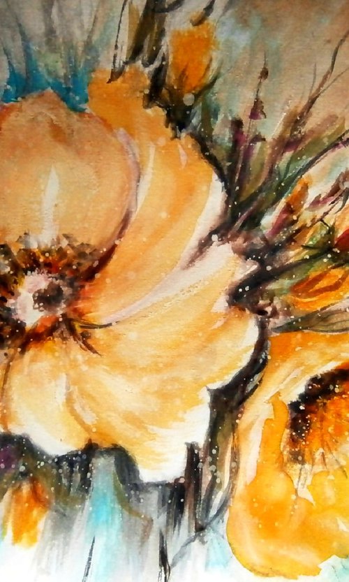 Flowers in the garden - watercolor .. by Emília Urbaníková