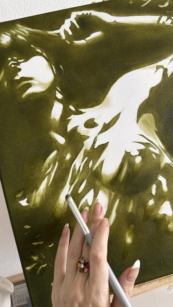 Forest Nymph's Reflection Green Nude Shadows
