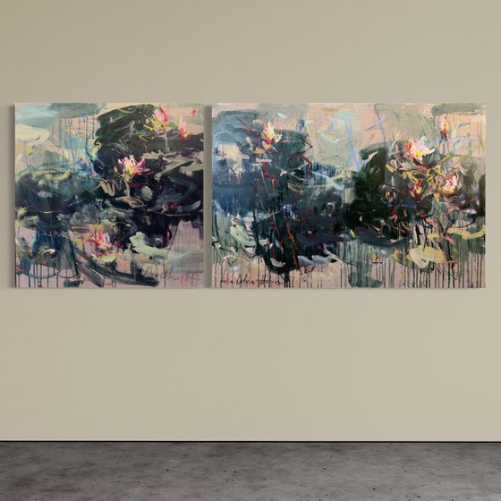 Water lilies. Diptych.