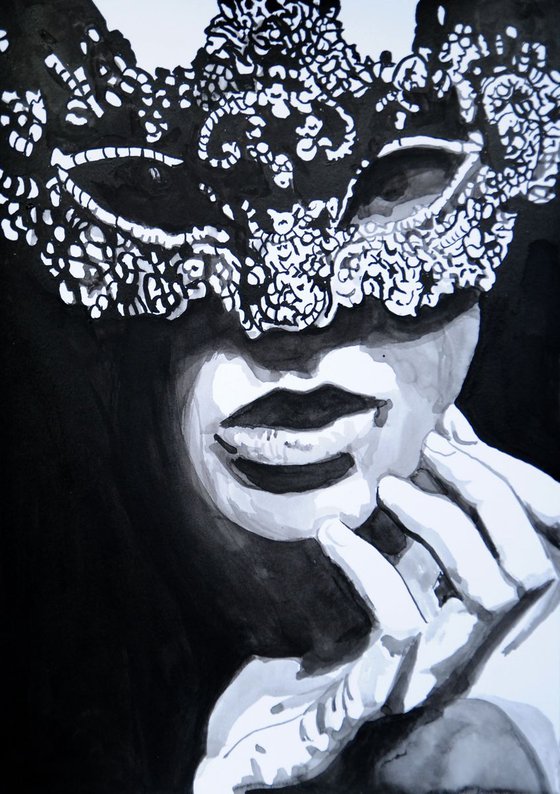 Woman with a mask #3 / 42 X 29.7 cm