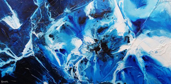 Blue Theory 200cm x 100cm Textured Abstract Art