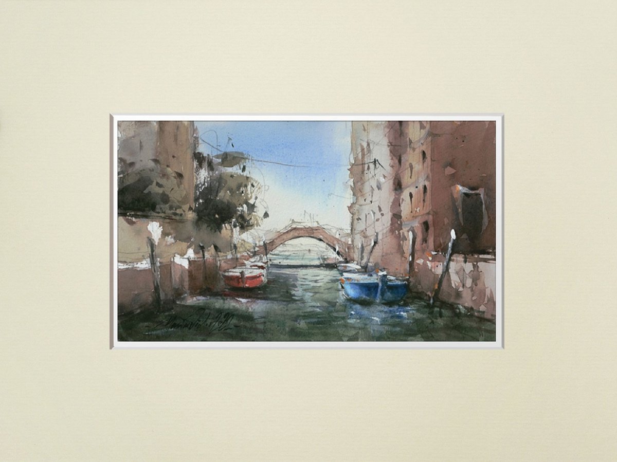 Venice, scene painted in watercolour. Venice watercolors. by Marin Victor