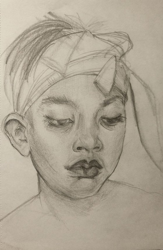 Copy study drawing from the famous artist N. Feshin portrait