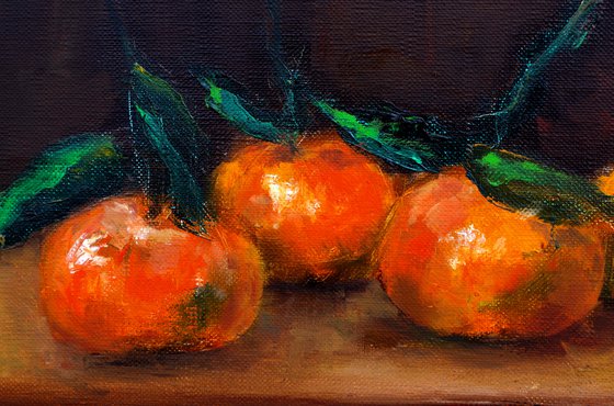 Clementines Kitchen wall art painting , Tangerines Still life, Fruit Oil painting on canvas