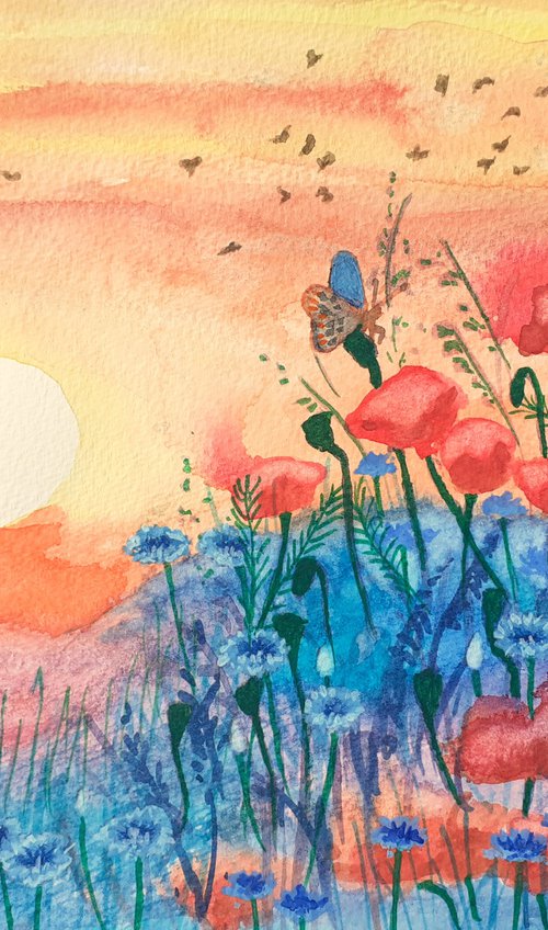 Butterflies and Poppies by Lisa Mann