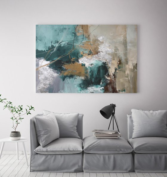 "Forest Hill 2" Abstract emerald acrylic art