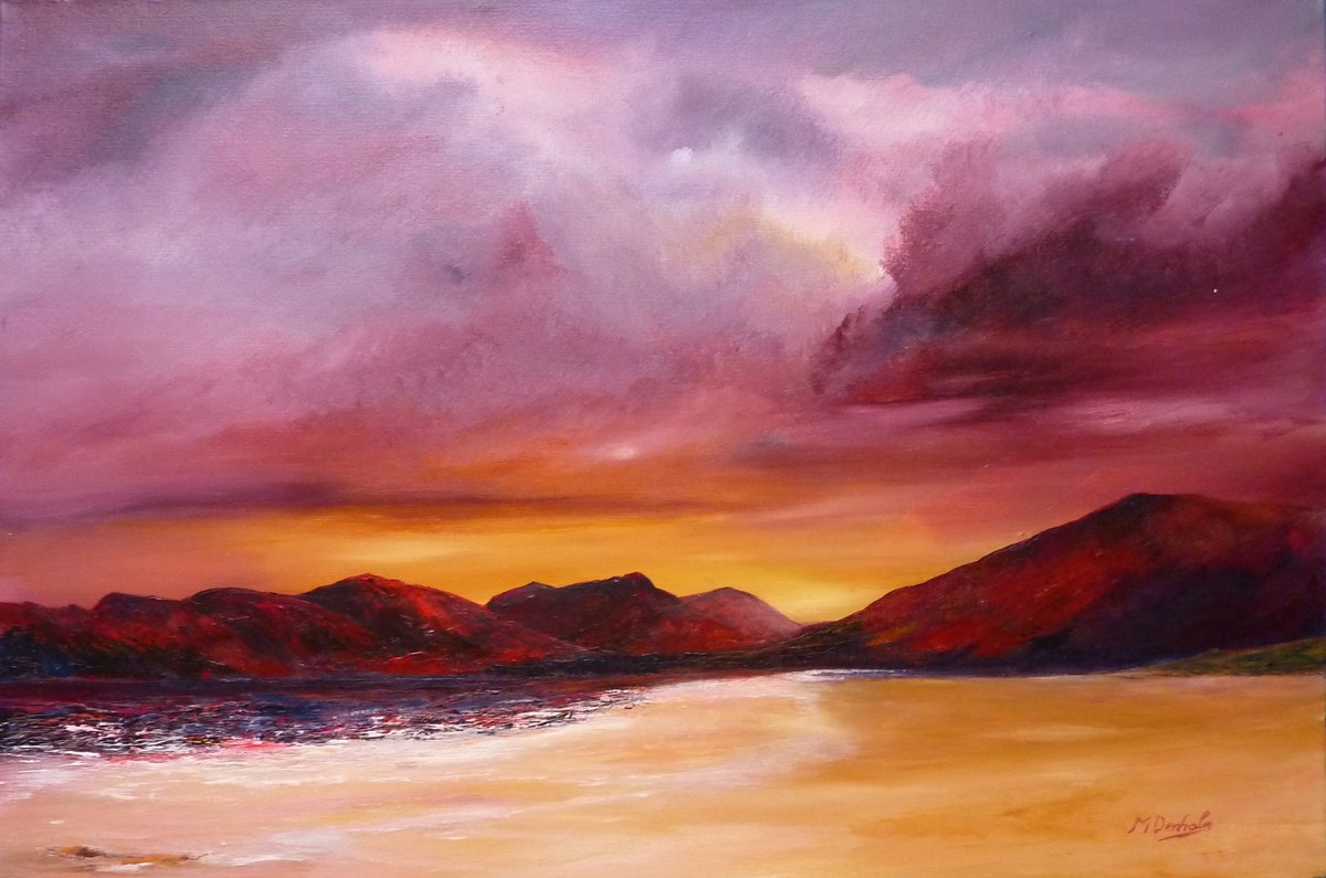 Impressionistic Landscape Acrylic Painting By Margaret Denholm, 30 X 20", Colours Of Luskentyre, Original Artwork