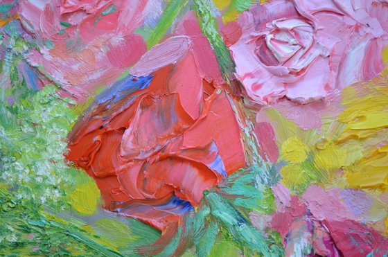 Sunflowers,Stocks and Roses Oil Painting