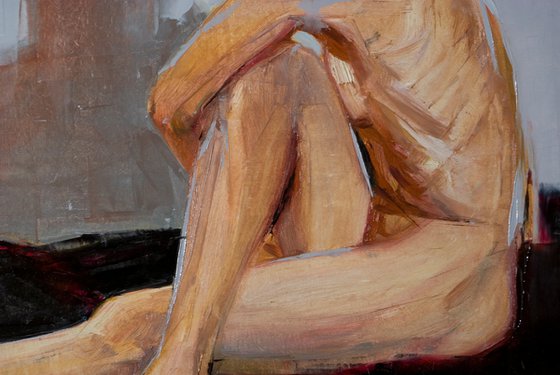 nude woman on blue and black